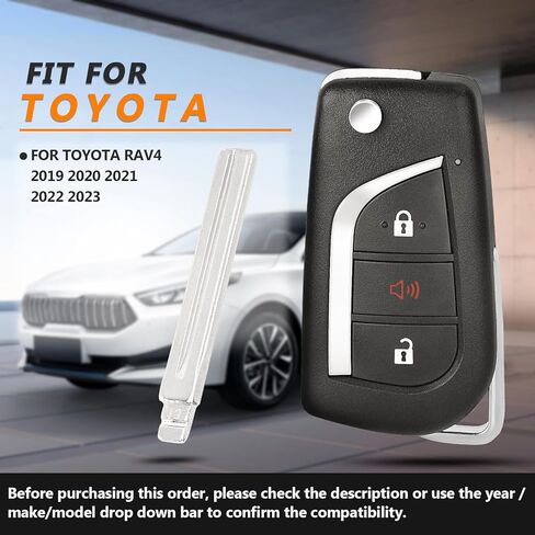 Yewong Keyless Remote Flip Car Key Fob Fit for Toyota RAV4 2019 2020 2021 2022 2023 FCC: GQ4-73T P/N: 89070-0R300 314MHZ H Chip 3 Buttons in Saudi Arabia