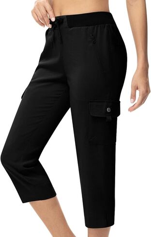 TBMPOY Women's Capri Pants Lightweight Quick Dry Hiking Cargo Pockets Casual Water Resistant Travel Cropped Cotton in Kuwait