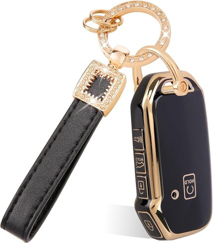 for K5 Key Fob Cover& Leather Keychain, Fit for Forte Sportage Soul Seltos Telluride Sorento Smart Key Holder in Kuwait