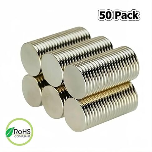 Neodymium Round Disc Magnets 15x1.5mm Slim - Rare Earth Magnetic Sticker Office Holder Fastener for Crafts DIY Scrabooking Fridge - Circular 3/5x1/16 inch Thin Magnet Disk (50 Pack) in Kuwait