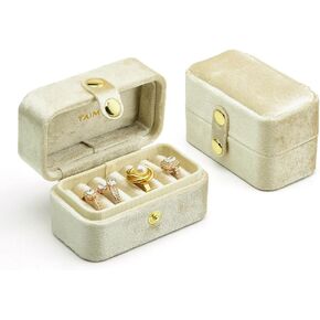 حقيبة سفر صغيرة للمجوهرات، صندوق خاتم مخملي صغير الحجم قابل للحمل للنساء، حامل حلقات صغير ومنظم (أزرق) in Kuwait