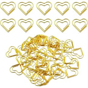 50 قطعة من مشابك الورق الذهبية على شكل قلب - دبابيس ورق صغيرة لطيفة على شكل قلب من الفولاذ المقاوم للصدأ إشارات مرجعية معدنية للوازم المكتبية والمدرسة والحرف اليدوية والديكور، مشابك ورق ذهبية صغيرة in Kuwait