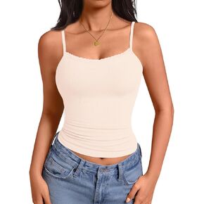 Camisole Tops for Women Lace Tank Top Ribbed Low Cut Fitted Basic Casual Shirts Adjustable Spaghetti Strap Tanks in Saudi Arabia