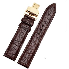 SKM Crocodile Leather watchband for Any Brand Wristband 16 17 18 19mm Straps with Folding Clasp (Color : Black Silver, Size : 18mm) in Kuwait