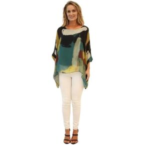 Italian Hand Painted Pattern Silk Top in Saudi Arabia