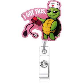 Cute Funny Nurse Badge Reel,Personalized ID Name Badge Holder with Retractable Clip,Work Badge Clip for RN CNA LPN LVN Medical Worker Doctor Nursing Student in Kuwait