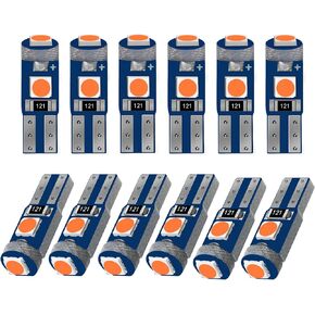 12 قطعة T5 LED لمبات، 74 73 37 2721 لمبة LED للوحة قيادة السيارة، 3030 شريحة فائقة السطوع 12 فولت لمبة مجموعة الأدوات مناسبة لمؤشر قياس لوحة لوحة القيادة (أبيض) in Kuwait