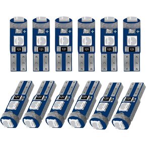 12 قطعة T5 LED لمبات، 74 73 37 2721 لمبة LED للوحة قيادة السيارة، 3030 شريحة فائقة السطوع 12 فولت لمبة مجموعة الأدوات مناسبة لمؤشر قياس لوحة لوحة القيادة (أبيض) in Kuwait