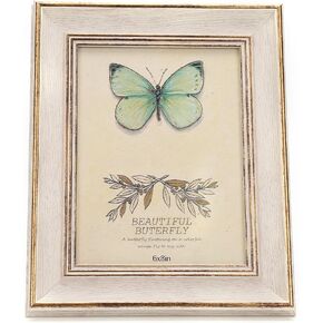 6x8 Inches Vintage Feel Rustic Picture Frame for Tabletop or Wall Hanging with Glass Front (6x8, White) in Kuwait