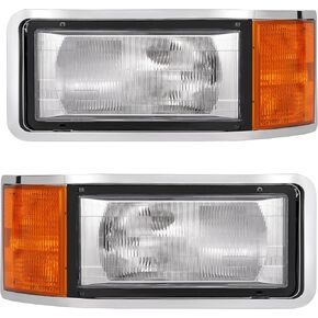 2 Pack Headlight Set Compatible with 1990-2006 Mack CH600 CH612 CH613 CL600 CL700 Clear Amber Lens, Includes Bulbs & Bezels Replace for 8885501, 25163253, 25154252, MK2503100 in Kuwait