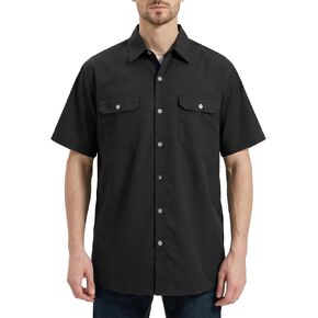 Mens Work Shirt Short Sleeve Durable Button Down Utility Shirts with Two Chest Pockets Wrinkle-Resistant in Saudi Arabia