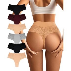 MEIYATING 6 حزمة ملابس داخلية مثيرة للنساء بيكيني من الدانتيل سراويل السيدات عالية قطع حريري خفيف الوزن صفيق محب S-XXL in Kuwait