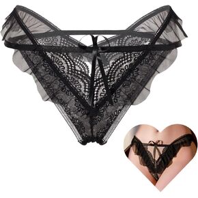 Women Thongs Panties Cheeky High Waisted Full Briefs French Knickers Sheer Mesh Cutout Underwear G String in Kuwait