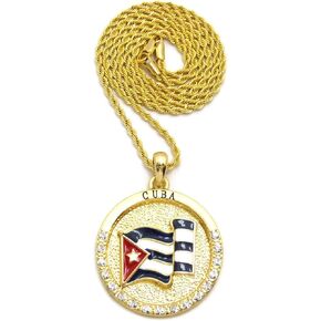 Fashion 21 Cuba Flag Pendant 24" Various Chain Necklace in Gold, Silver Tone in Kuwait
