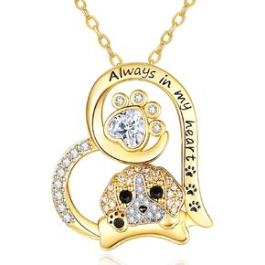 14K Gold Dog Breed Paw Print Necklace For Women Simulated Diamond Paw Heart Pendant Necklace Memorial Jewelry Gift For Dog Mom Lovers Birthday Valentine's Mother's Day Christmas in Kuwait