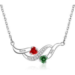 925 Sterling Silver Birthstone Necklaces for Women with Names Personalized Mother Necklace with Birthstones Custom Wave Pandent Family Necklace for Mom Grandma Christmas in Saudi Arabia
