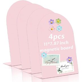 4 Pcs Magnet Board 11x7.8 Inch, Pink Magnetic Bulletin Board, Metal Magnet Display Stand with Easel Stand Tabletop Memo Display Board for Memos, Photos，Home, School, Kitchen, Office in Kuwait
