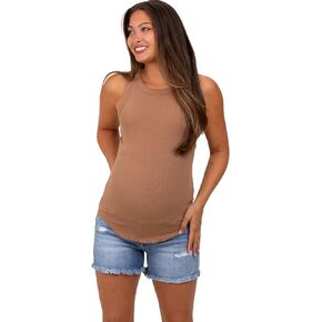 PinkBlush Distressed Fringe Hem Maternity Shorts in Kuwait