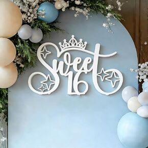 لافتة حلوة 16 للخلفية، ديكورات خشبية لعيد الميلاد السادس عشر للأولاد والبنات، لوازم حفلات أعياد الميلاد 16 عامًا in Kuwait
