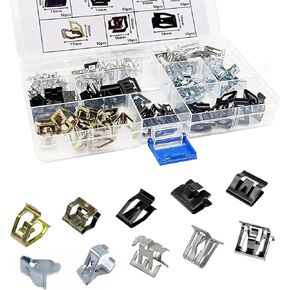 100 PCS Car Dashboard Trim Clips - 10 Sizes Interior Trim Panel Fasteners Set, Rust-proof Metal Spring Clips with Storage Box, Compatible with Most Cars (Multicolored) in Kuwait