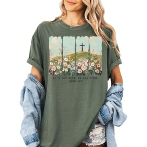 Comfort Colors He is Risen Cross Graphic T-Shirt – Matthew 28:6 in Kuwait