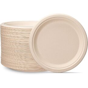 Comfy Package [7 Inch - 125 Pack Paper Plates, 100% Compostable Plates Heavy-Duty - Kraft Biodegradable Plates, Disposable Sugarcane Paper Plates - Brown Unbleached in Saudi Arabia