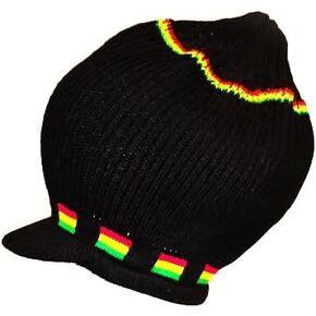 قبعة Titan Rasta مقاس 25.4 سم - نسيج تام أسود مع زخرفة باللون الأحمر والأصفر والأخضر - قبعة صغيرة من دريدلوك للرجال والنساء in Kuwait