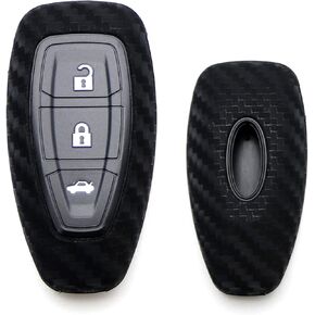iJDMTOY Carbon Fiber Pattern Soft Silicone Key Fob Cover Compatible with Ford 2011-2017 Fiesta, 2012-2017 Focus, 2013-2016 CMAX with 2 or 3-button smart key in Saudi Arabia