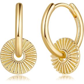RAYSAM 14K Gold Earrings for Women Gold Hoop Earrings for Women Hoop Dangle Drop Earring for Womens Hoops Charm Radiating Circular Pendants Hoops Drop Dangle Earring for Womens 20mm in Saudi Arabia