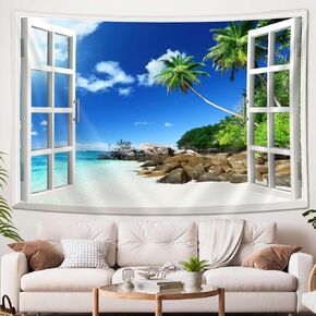drgilau الصيف شاطئ نسيج الشاطئ المناظر الطبيعية نسيج الجدار، المناظر الطبيعية البحرية المفروشات الجدار شنقا الشواطئ الاستوائية المفروشات لغرفة النوم غرفة المعيشة ديكور المنزل 60x40 بوصة in Kuwait