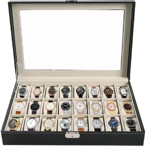 AMGSH Watch Box 24 Slot Elegant Portable Black Watch Collection Box Case jewelry Men & Women in Kuwait