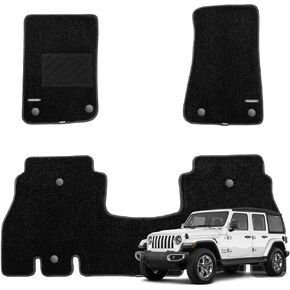 WENNEBIRD Superior Carpet Floor Mats for 2018-2026 Jeep Wrangler 4-Door Unlimited (JL) (Not for 4XE), 0.6-Inch Ultra-Thick, Noise-Reducing, All-Weather Waterproof Anti-Slip – 3-Pc Set in Kuwait