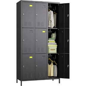 خزانات تخزين معدنية مطورة من Aobabo للموظفين، خزانة معدنية بطول 72 بوصة و6 أبواب مع قفل وفتحة لبطاقة الاسم، تخزين صناعي مع 18 خطافًا، لصالة الألعاب الرياضية المكتبية، التجميع مطلوب، رمادي أبيض in Kuwait