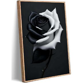 أبيض وأسود روز جدار الفن الحديث زهرة الورد ملصق طباعة جدار ديكور صورة ريفي الأزهار قماش اللوحة لغرفة المعيشة غرفة نوم الحمام مزرعة ديكور المنزل 12 "X16" غير المؤطرة in Kuwait