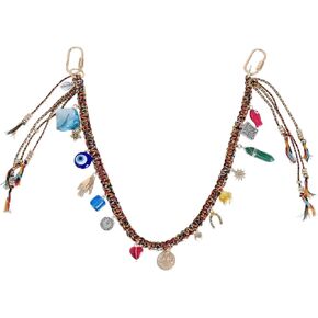 Boho Evil Eye Bag Charm - Colorful Braided Rope Purse Chain with Hamsa Hand & Heart Pendants - Lucky Protection Keychain Accessories for Handbags Backpacks (Multicolor) in Kuwait