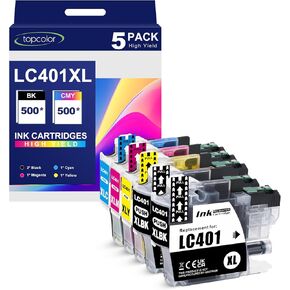 LC401XL LC401 XL Ink Cartridges Non-OEM Compatible for Brother 401XL LC-401 High Yield Ink Cartridges Work with MFC-J1010DW MFC-J1170DW MFC-J1012DW MFC-J1800DW (5 Packs, 2Black Cyan Magenta Yellow) in Kuwait