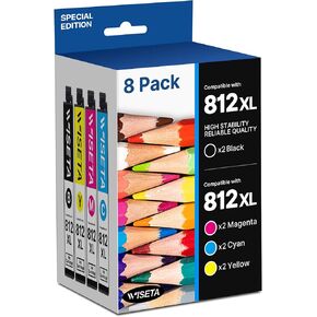 812XL Ink Cartridges Combo Pack Remanufactured Replacement for Epson 812XL 812 Ink Cartridges 812 XL T812XL to Use with Workforce Pro WF-7310 WF-7820 WF-7840 EC C7000 Printer(8 Pack, 2BK/2C/2M/2Y) in Kuwait
