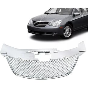 JX RACING Front Bumper Upper Grill Grille Compatible with 2007-2010 Chrysler Sebring Honeycomb Mesh Hood Grille Chrome CH1200315 in Kuwait