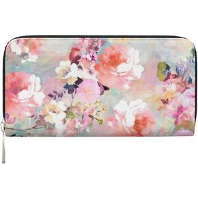 محفظة ليلة النجوم للرجال والنساء أنيقة طويلة بمقبض بسحاب حول السفر محفظة جلدية للعملات المعدنية سعة كبيرة حامل بطاقة الائتمان حقيبة يد in Kuwait