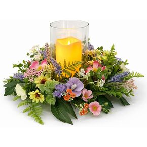 قطعة مركزية حامل شموع زهرية للطاولة، إعصار زجاجي مع إكليل زهور صغير قابل للفصل، قطعة مركزية لمنزل المزرعة لطاولة الطعام، الزفاف، عيد الفصح وديكور المنزل in Kuwait