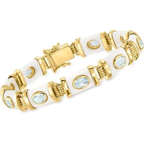 Ross-Simons White Agate and 4.80 ct. t.w. Sky Blue Topaz Bracelet in 18kt Gold Over Sterling in Saudi Arabia