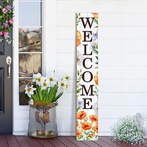 Spring Welcome Wooden Porch Sign 47.2" Spring Large Welcome Porch Sign Vertical Indoor Outdoor Standing Sign for Home Front Door Yard Season Decor in Saudi Arabia