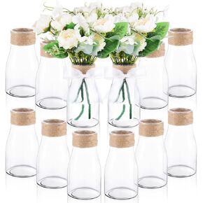 12 Pcs Plastic Bud Vases for Centerpieces Clear Flower Vase with Hemp Rope Ribbon for Wedding Decorations Floral Vase Bulk for Housewarming Home Decor Floral Arrangements (Cylinder) in Saudi Arabia