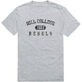 Hill College Rebels Distressed Arch College Tees, Black, Small in Kuwait