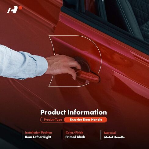 A-Premium Upgraded Metal Exterior Door Handle Compatible with Chevrolet Colorado 2015-2022 Crew Cab, Primed Black, Rear Driver or Passenger Side in Saudi Arabia