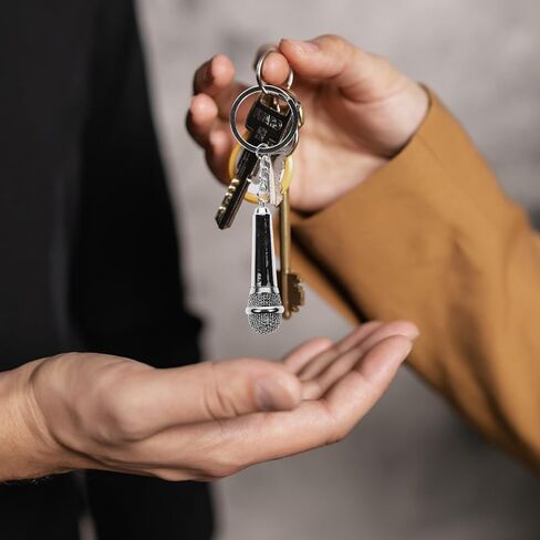 2pcs Microphone Keychain Music Micro Keyring Decorative Key Holder Bag Purse Pendant Party Favor in Saudi Arabia