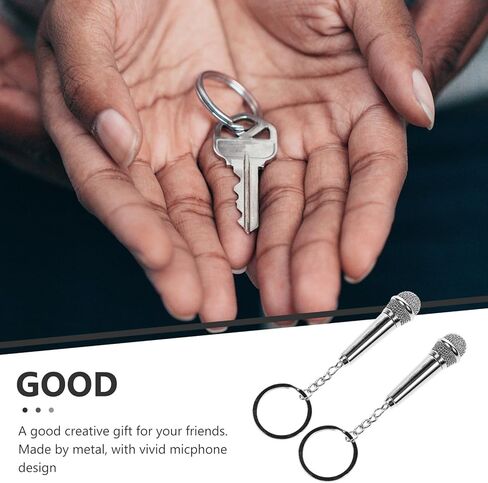 2pcs Microphone Keychain Music Micro Keyring Decorative Key Holder Bag Purse Pendant Party Favor in Saudi Arabia