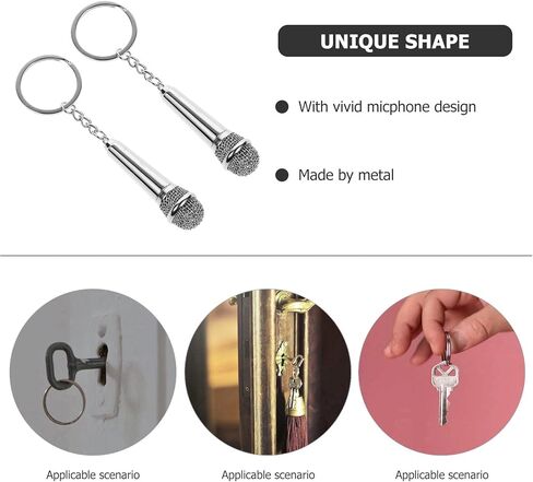 2pcs Microphone Keychain Music Micro Keyring Decorative Key Holder Bag Purse Pendant Party Favor in Saudi Arabia