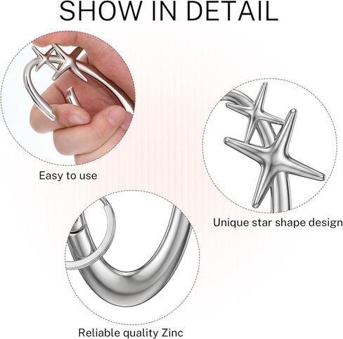 2 Pcs Y2K Star Carabiner Keychain, Aesthetic Star Moon Keychain Silver Fashion Key Chain Karibiner Clasp Snap Hook Holder for Men Women Handbag Backpack Bag in Saudi Arabia