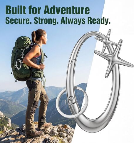 2 Pcs Y2K Star Carabiner Keychain, Aesthetic Star Moon Keychain Silver Fashion Key Chain Karibiner Clasp Snap Hook Holder for Men Women Handbag Backpack Bag in Saudi Arabia